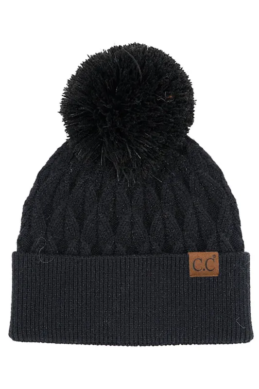 C.C Lurex Cable Pom Beanie made by Charming Charlie