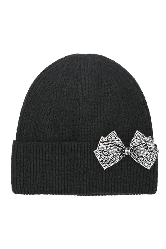 C.C Rhinestone Bow Cuff Beanie made by Charming Charlie