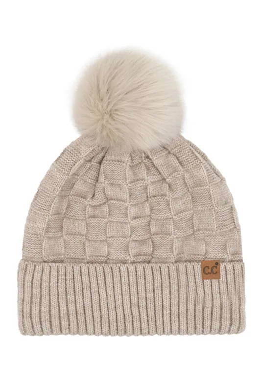 C.C Weaving Texture Knit Pom Beanie made by Charming Charlie