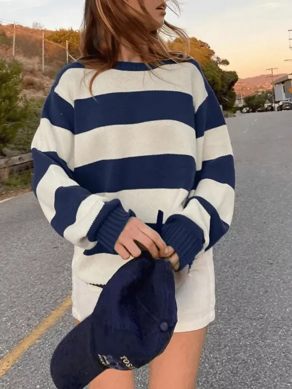 Nautical Striped Round Neck Sweater sold by Charming Charlie
