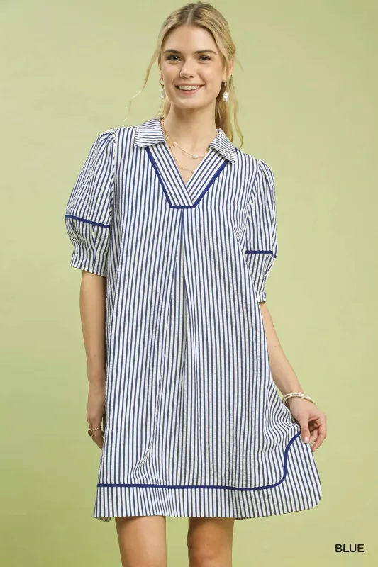 Umgee Stripe Collared Shift Dress sold by Charming Charlie
