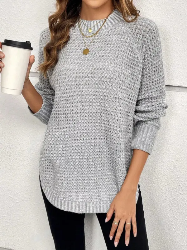 Cozy Waffle Knit Round Neck Sweater sold by Charming Charlie