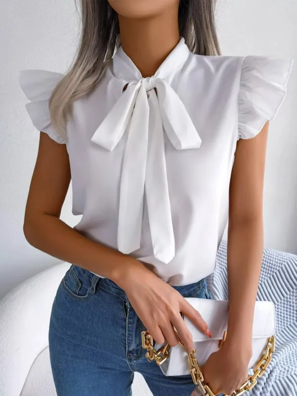 Bow Tie Ruffle Sleeve Blouse sold by Charming Charlie