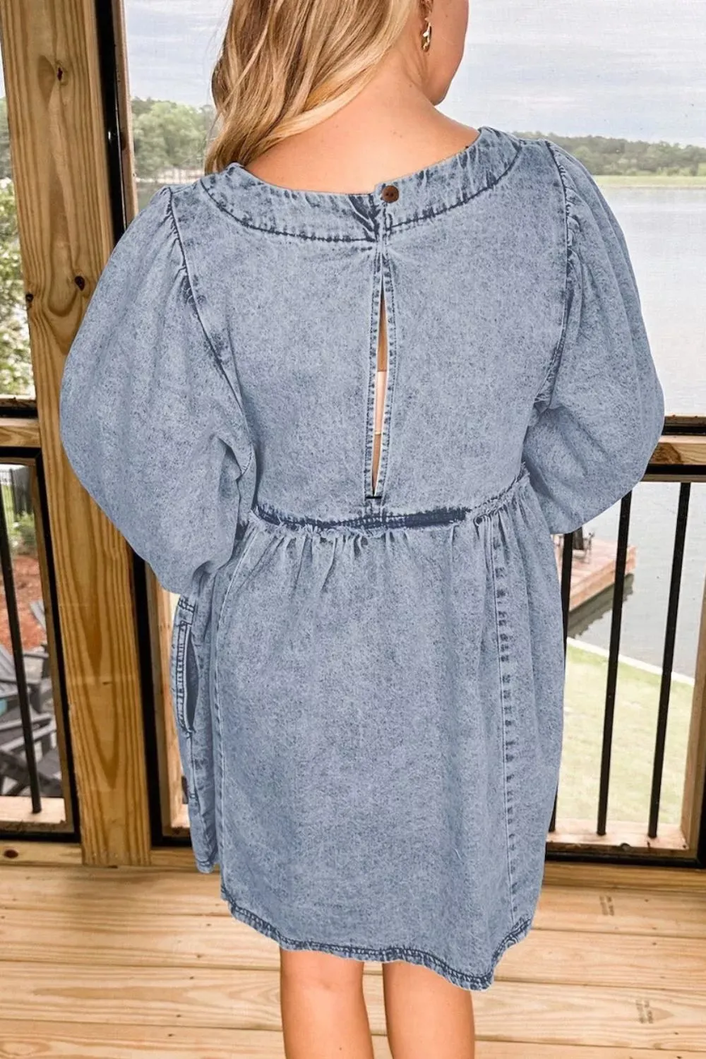 Vintage Wash Denim Dress with Pockets sold by Charming Charlie product image thumbnail 2