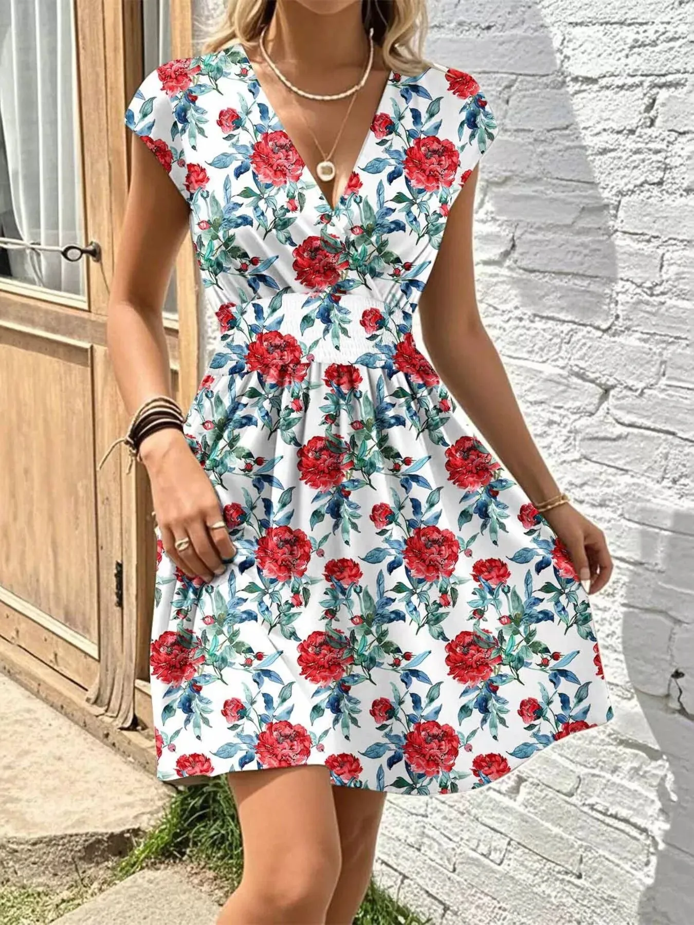 Floral Print Surplice Mini Dress sold by Charming Charlie product image thumbnail 5
