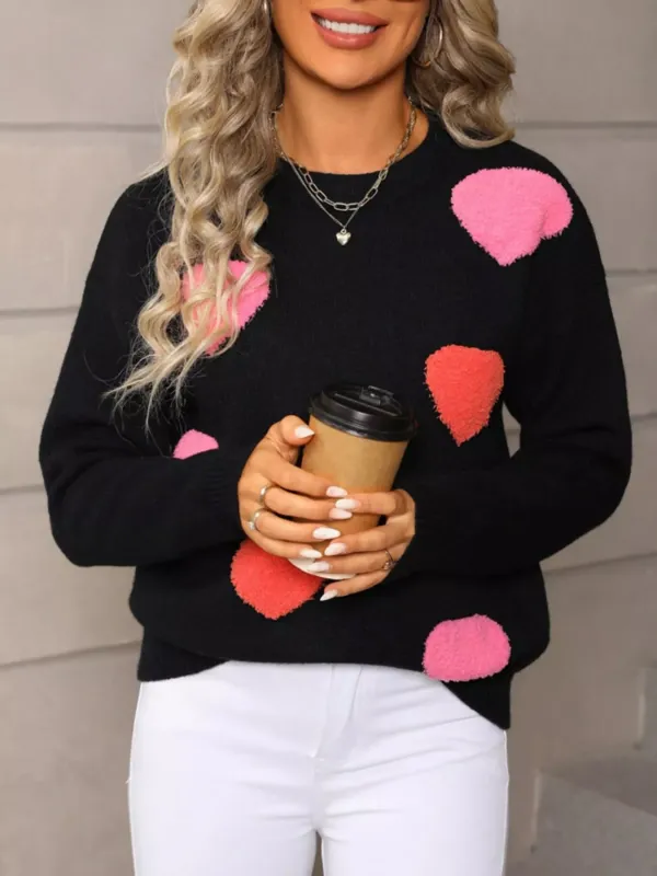 Valentine's Day Heart Pattern Long Sleeve Sweater sold by Charming Charlie