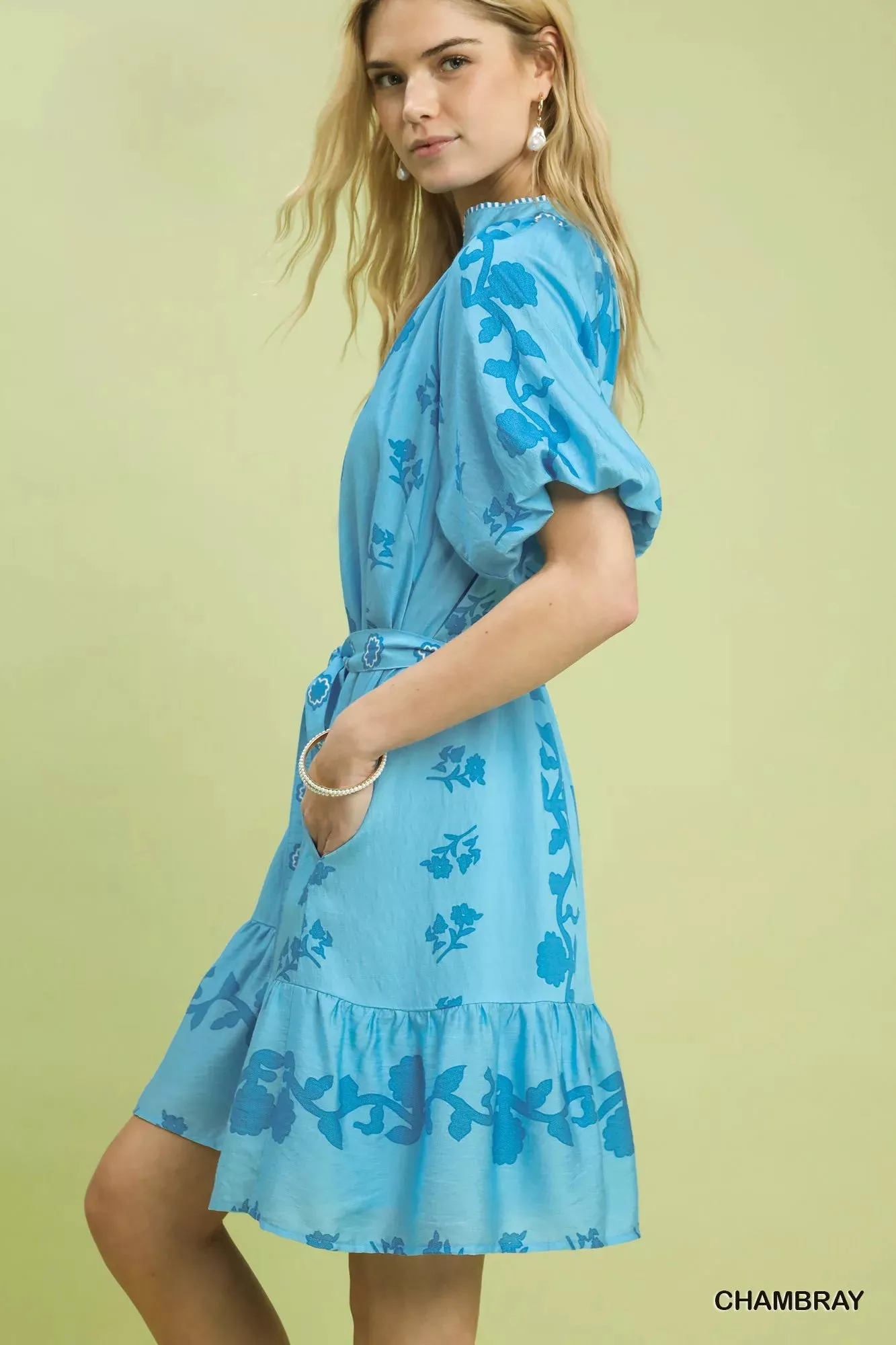 Umgee Floral Tie-Waist Boho Mini Dress sold by Charming Charlie product image thumbnail 2