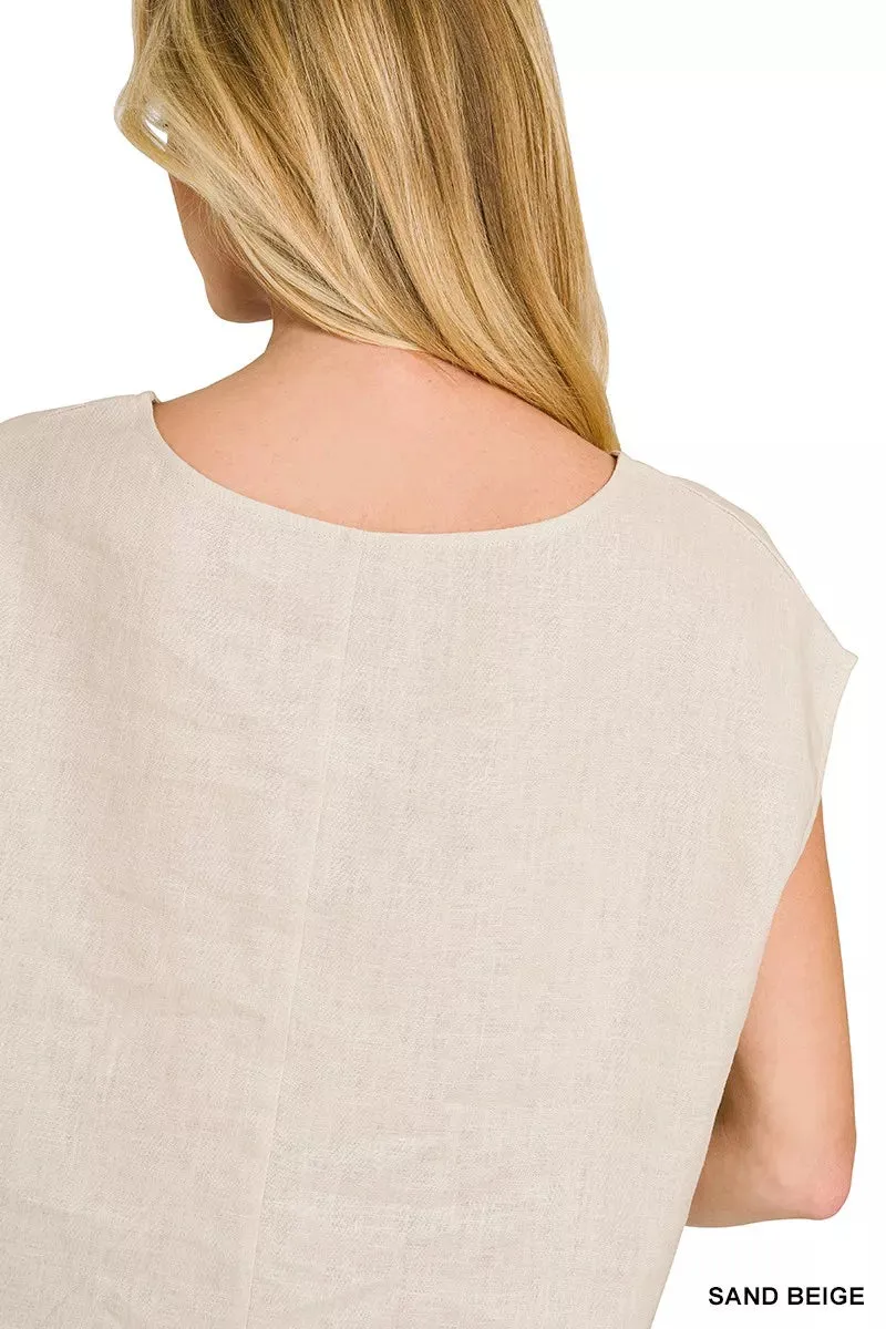 Zenana Linen V-Neck Sleeveless Top sold by Charming Charlie product image thumbnail 5
