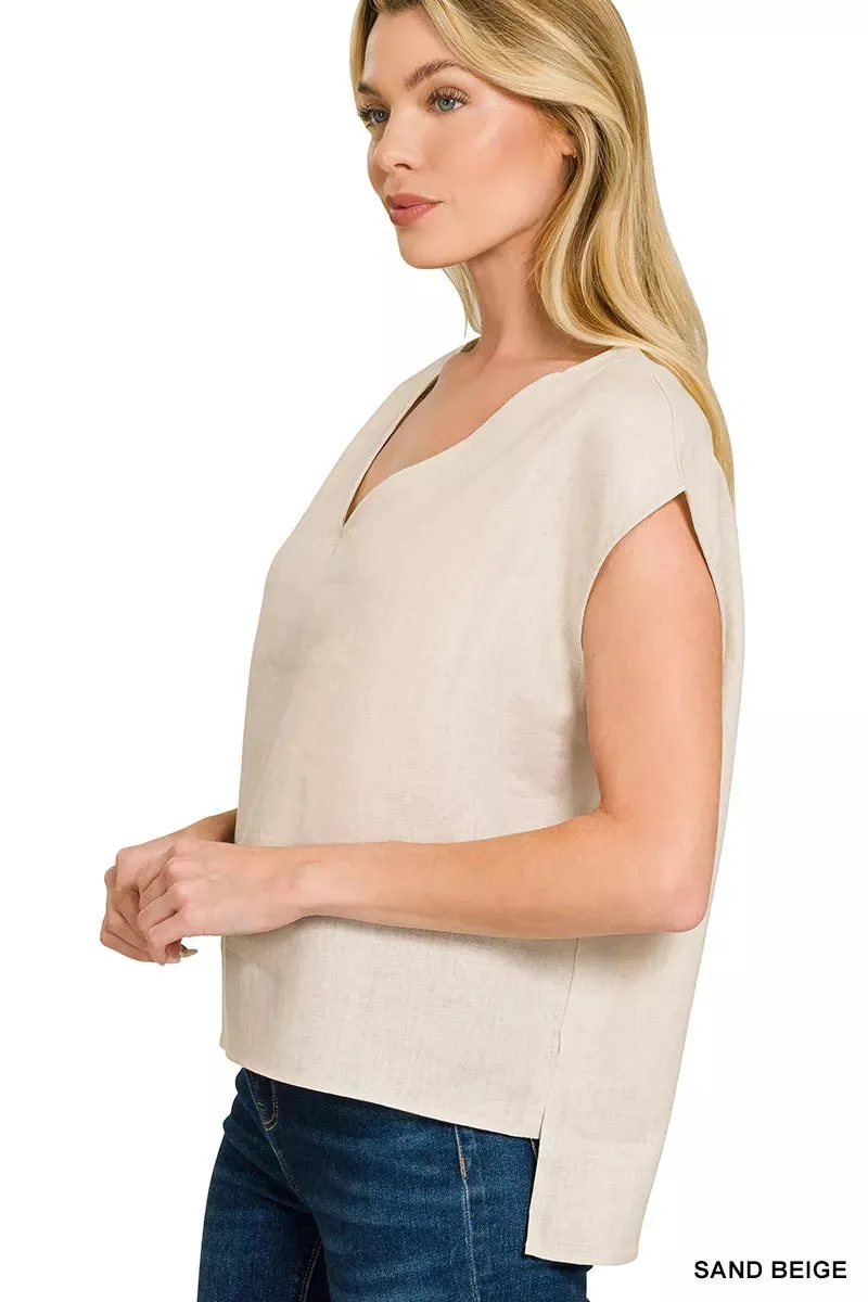 Zenana Linen V-Neck Sleeveless Top sold by Charming Charlie product image thumbnail 2