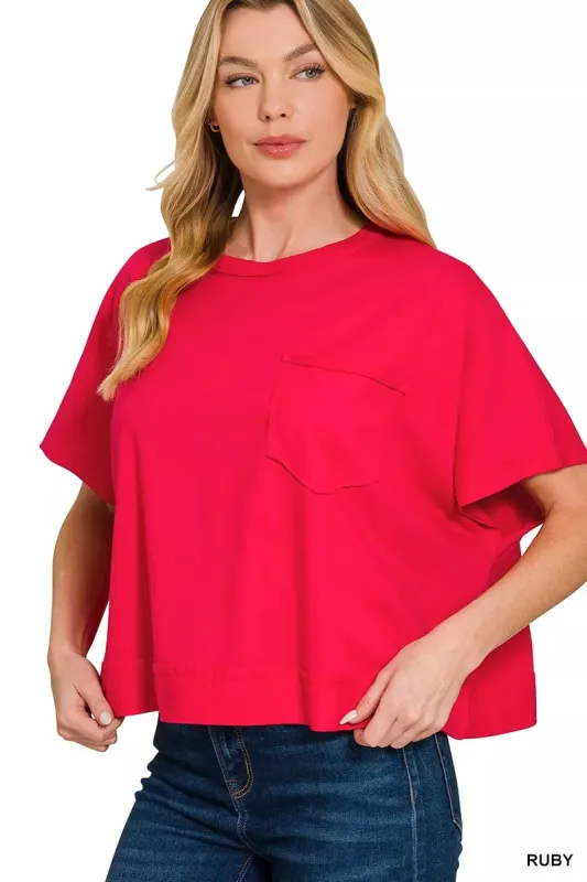 Zenana Exposed Seam Boxy Top sold by Charming Charlie