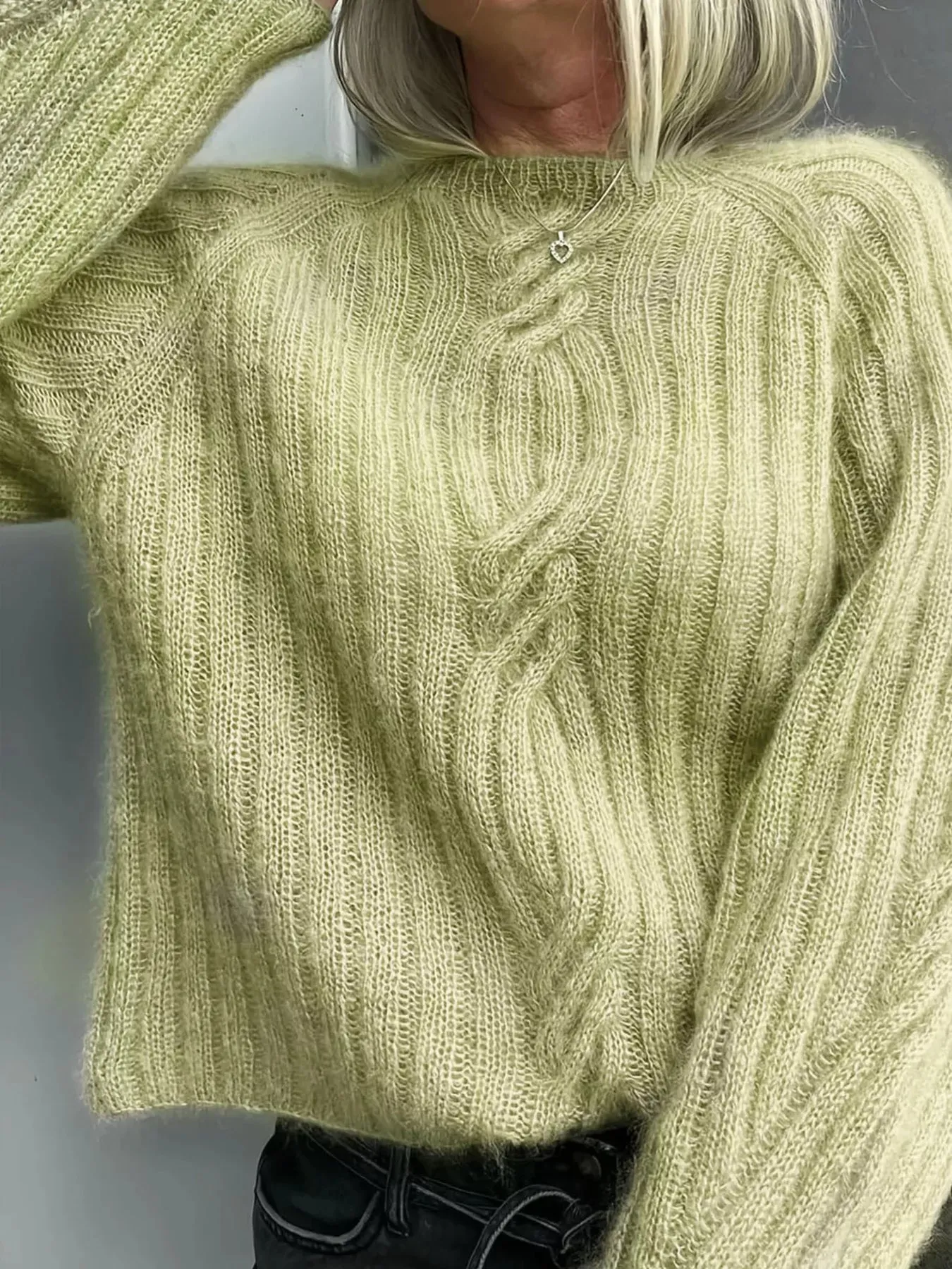 Cable-Knit Long Sleeve Knit Top sold by Charming Charlie product image thumbnail 3