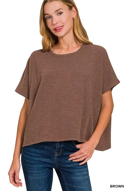 Zenana Cotton Slub Oversized Tee sold by Charming Charlie