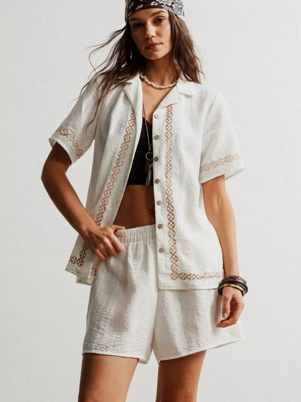 Button Up Short Sleeve Shirt and Shorts Set sold by Charming Charlie