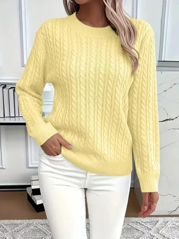Cable Knit Round Neck Sweater sold by Charming Charlie