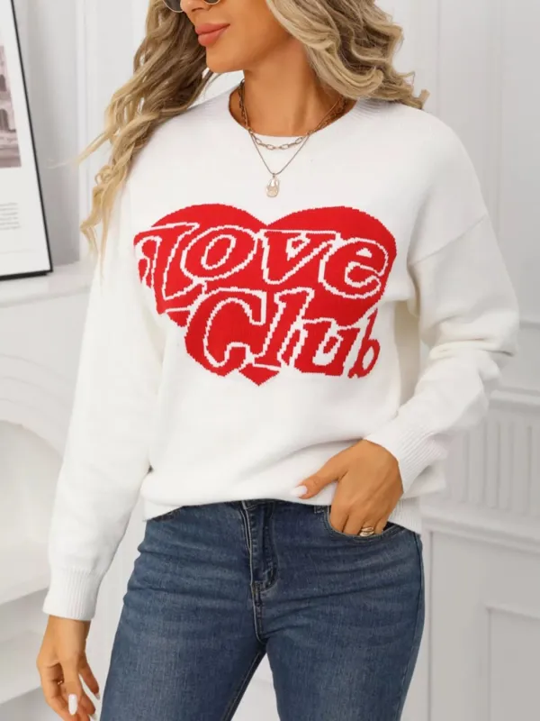 Valentine's Day Love Club Heart Graphic Sweater sold by Charming Charlie