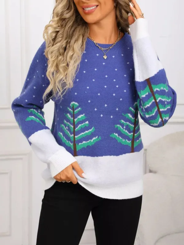 Tree Pattern Round Neck Sweater sold by Charming Charlie