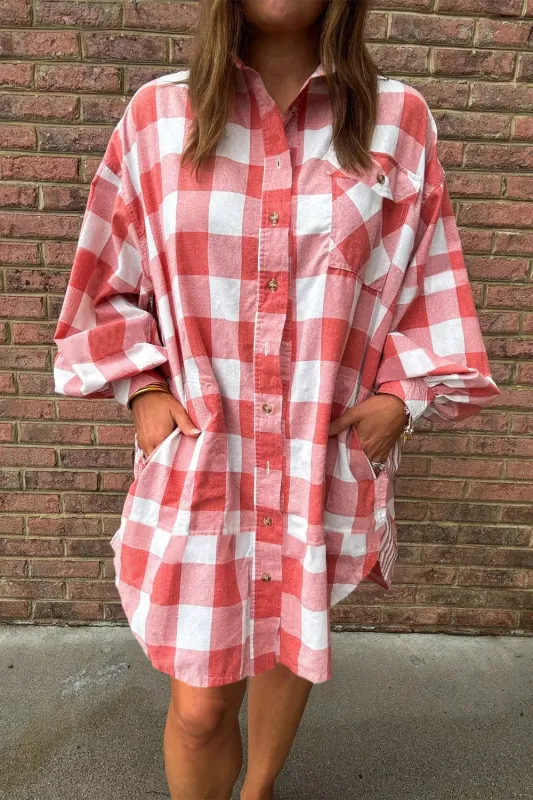 Oversized Plaid Button-Down Shirt Dress sold by Charming Charlie