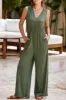 Surplice Wide Strap Jumpsuit with Pockets sold by Charming Charlie