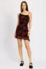 RUCHED ASYMMETRICAL NECK DRESS WITH RUFFLE DETAIL sold by Charming Charlie