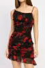 RUCHED ASYMMETRICAL NECK DRESS WITH RUFFLE DETAIL sold by Charming Charlie