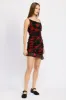 RUCHED ASYMMETRICAL NECK DRESS WITH RUFFLE DETAIL sold by Charming Charlie