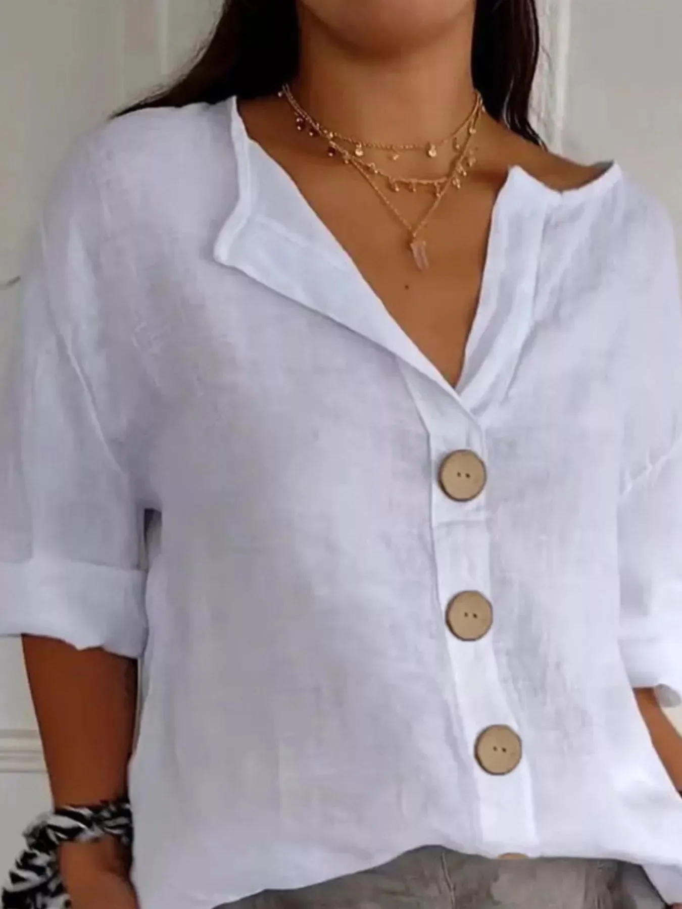Casual Loose Button-Down Shirt sold by Charming Charlie product image thumbnail 5
