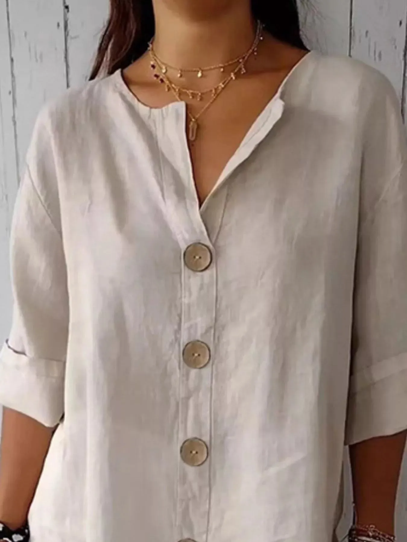 Casual Loose Button-Down Shirt sold by Charming Charlie product image thumbnail 2