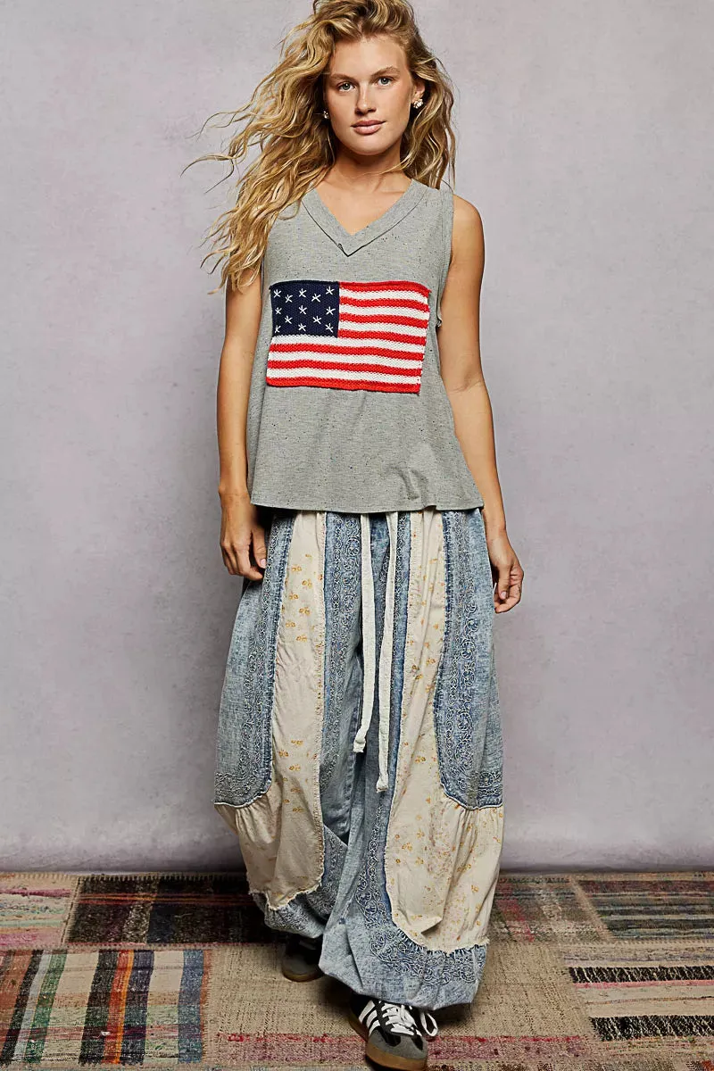 POL V-Neck Ribbed Tank with American Flag Patch and Star Back Patch sold by Charming Charlie product image thumbnail 5
