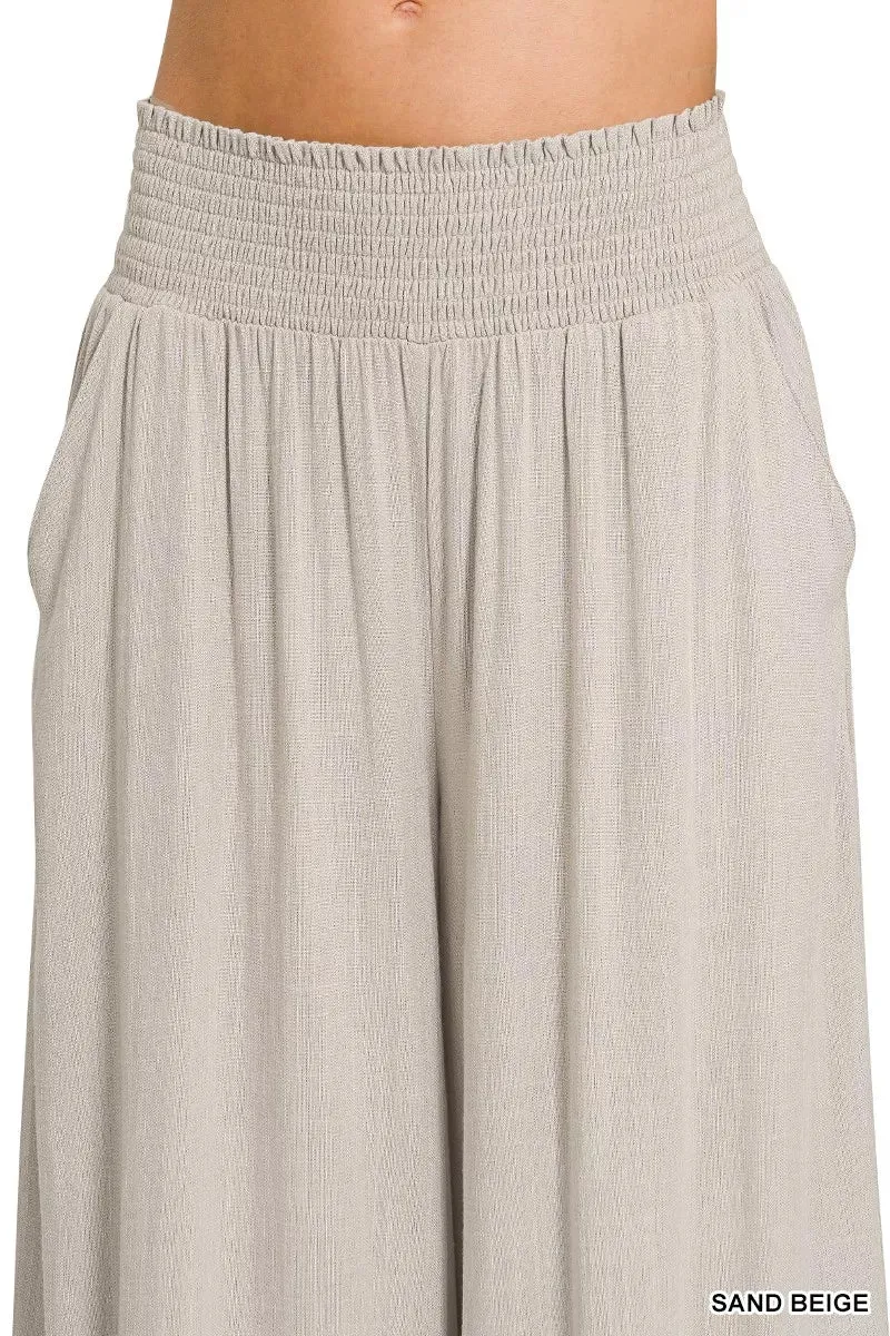 Zenana Smocked Waistband Wide Leg Lounge Pants sold by Charming Charlie product image thumbnail 5