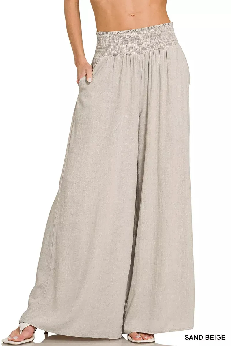 Zenana Smocked Waistband Wide Leg Lounge Pants sold by Charming Charlie product image thumbnail 4