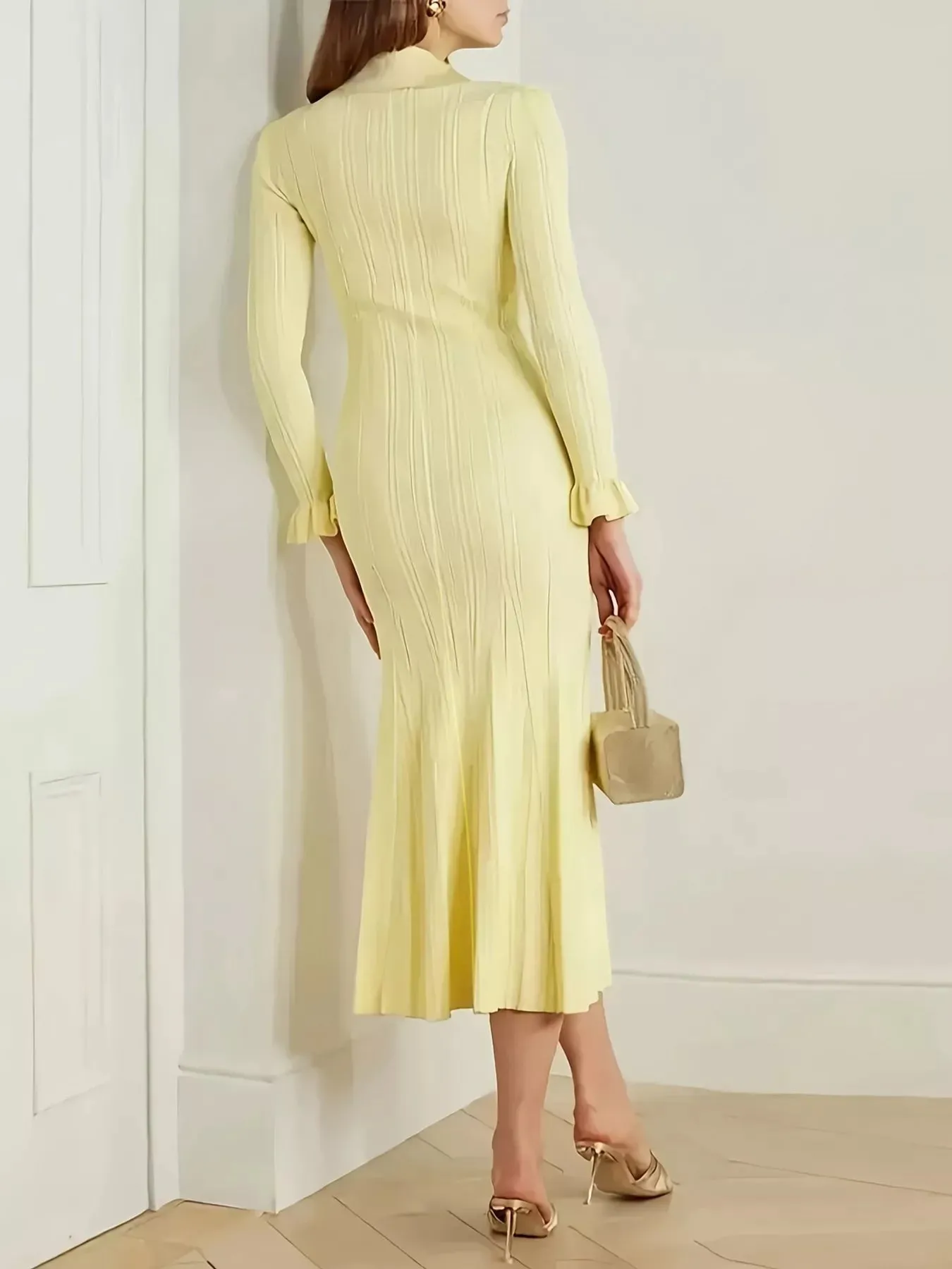 Button-Down Flounce Sleeve Sweater Dress sold by Charming Charlie product image thumbnail 2