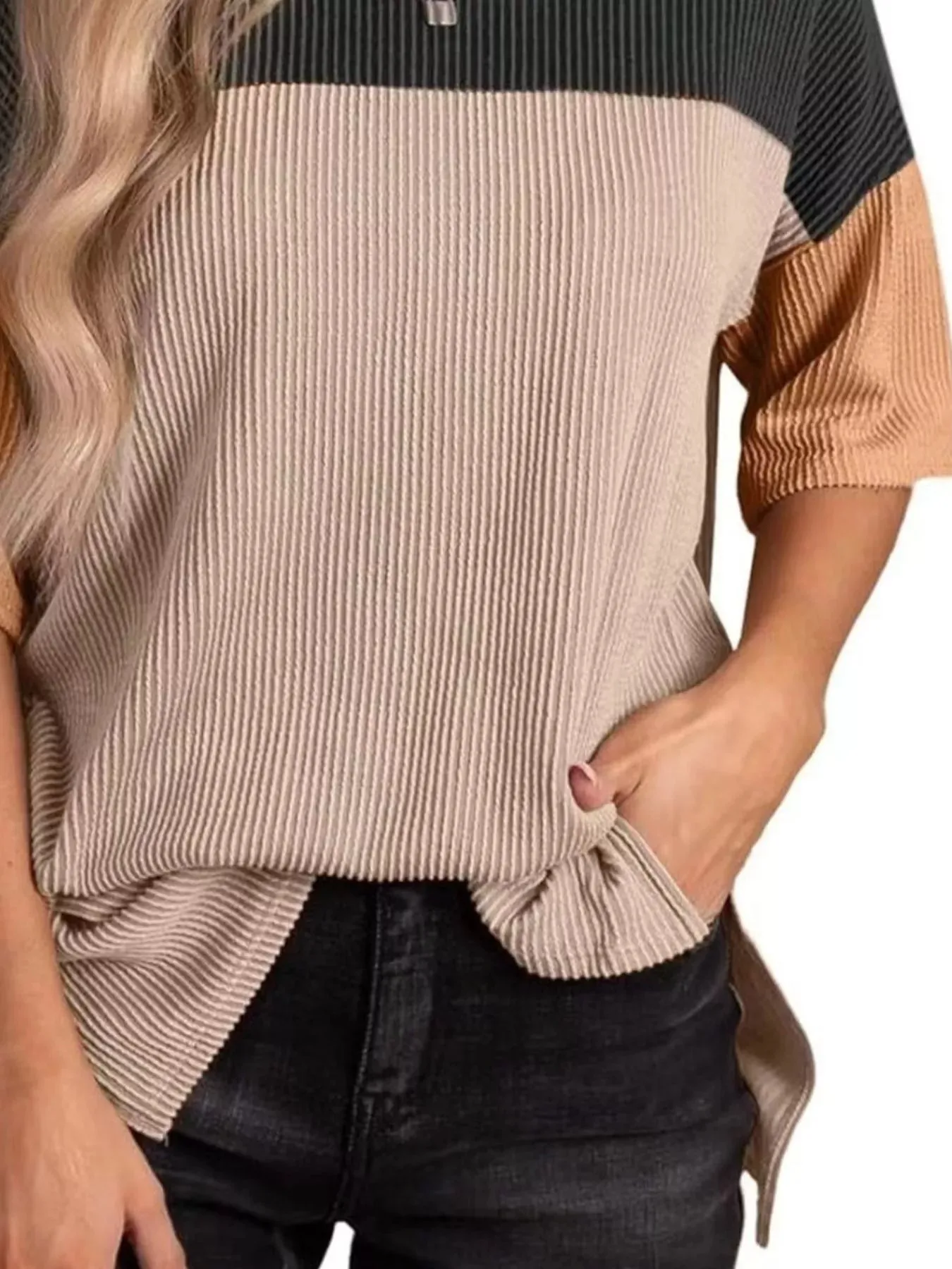 Color Block Half Sleeve Top sold by Charming Charlie product image thumbnail 4