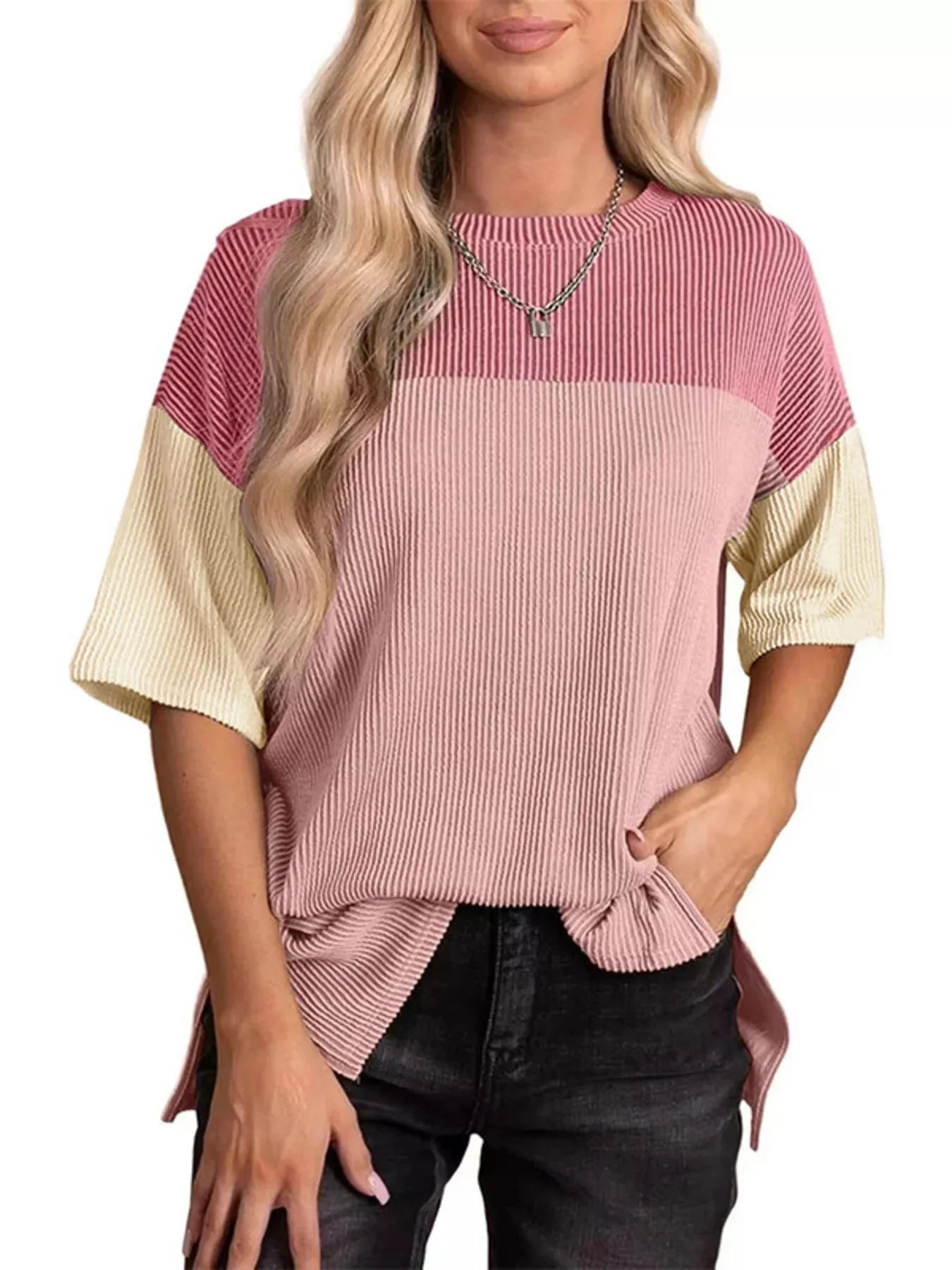 Color Block Half Sleeve Top sold by Charming Charlie product image thumbnail 5