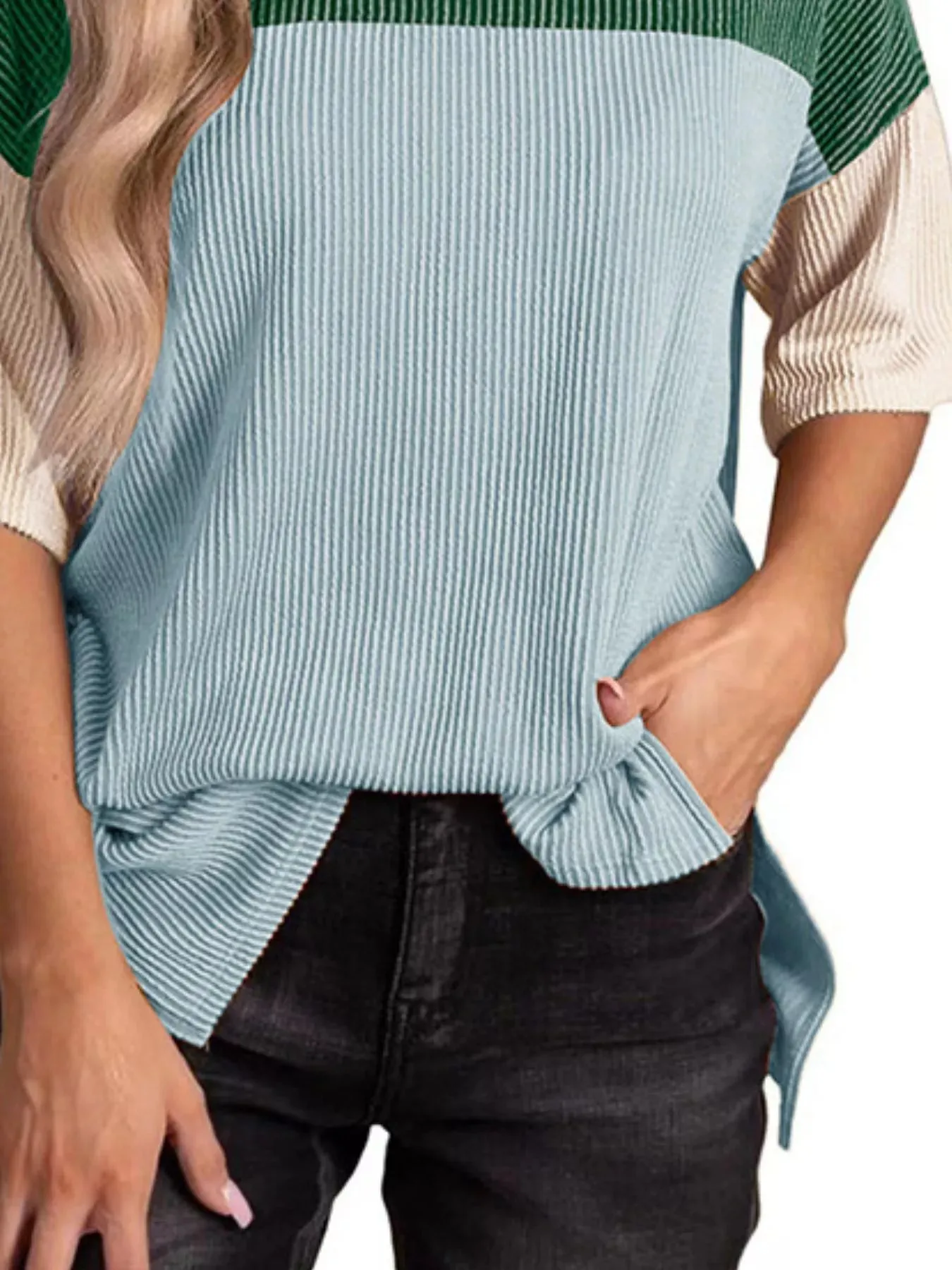 Color Block Half Sleeve Top sold by Charming Charlie product image thumbnail 2