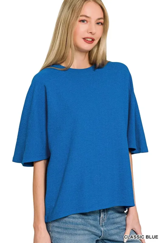 Zenana Double Knit Short Sleeve Top sold by Charming Charlie