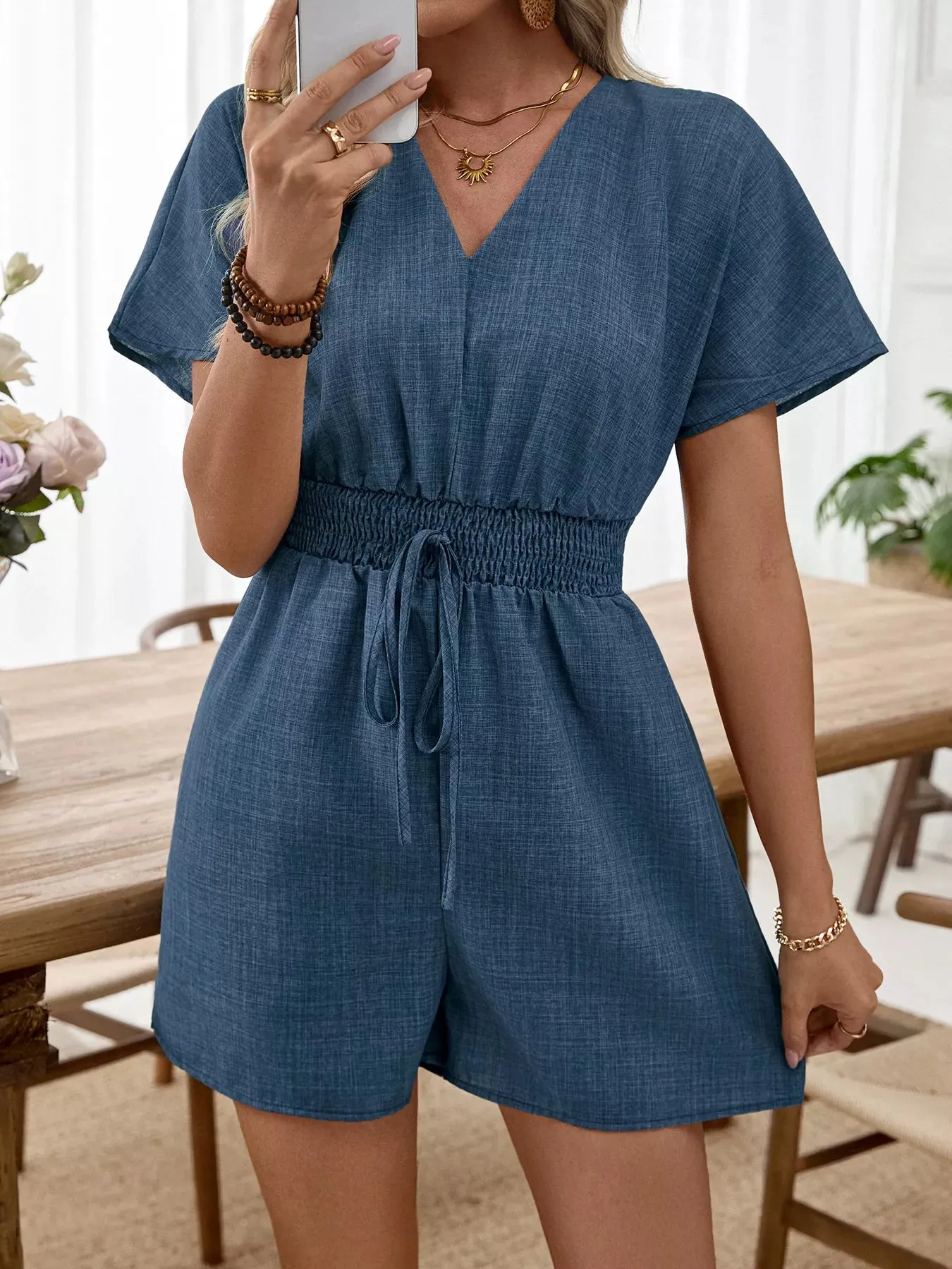 Casual V-Neck Elastic Waist Romper sold by Charming Charlie product image thumbnail 5