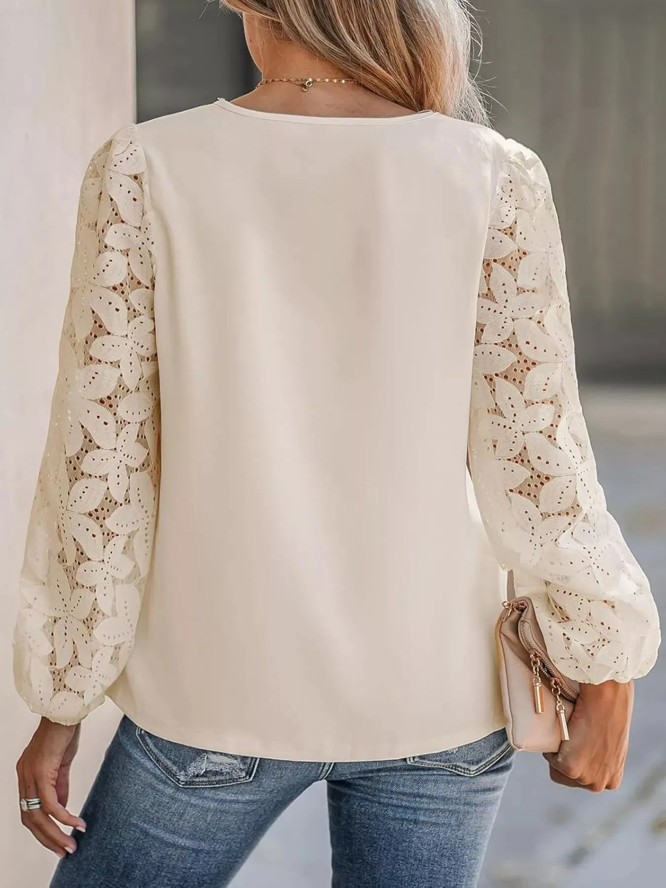Scalloped Neckline Lace Sleeve Blouse sold by Charming Charlie product image thumbnail 3