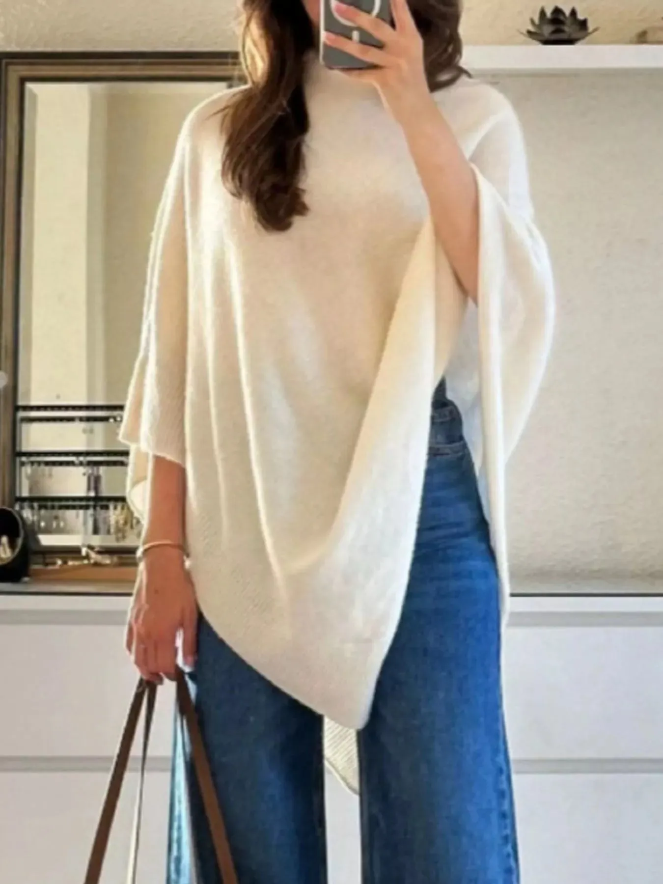 Turtleneck Loose Knit Sweater Poncho sold by Charming Charlie product image thumbnail 2