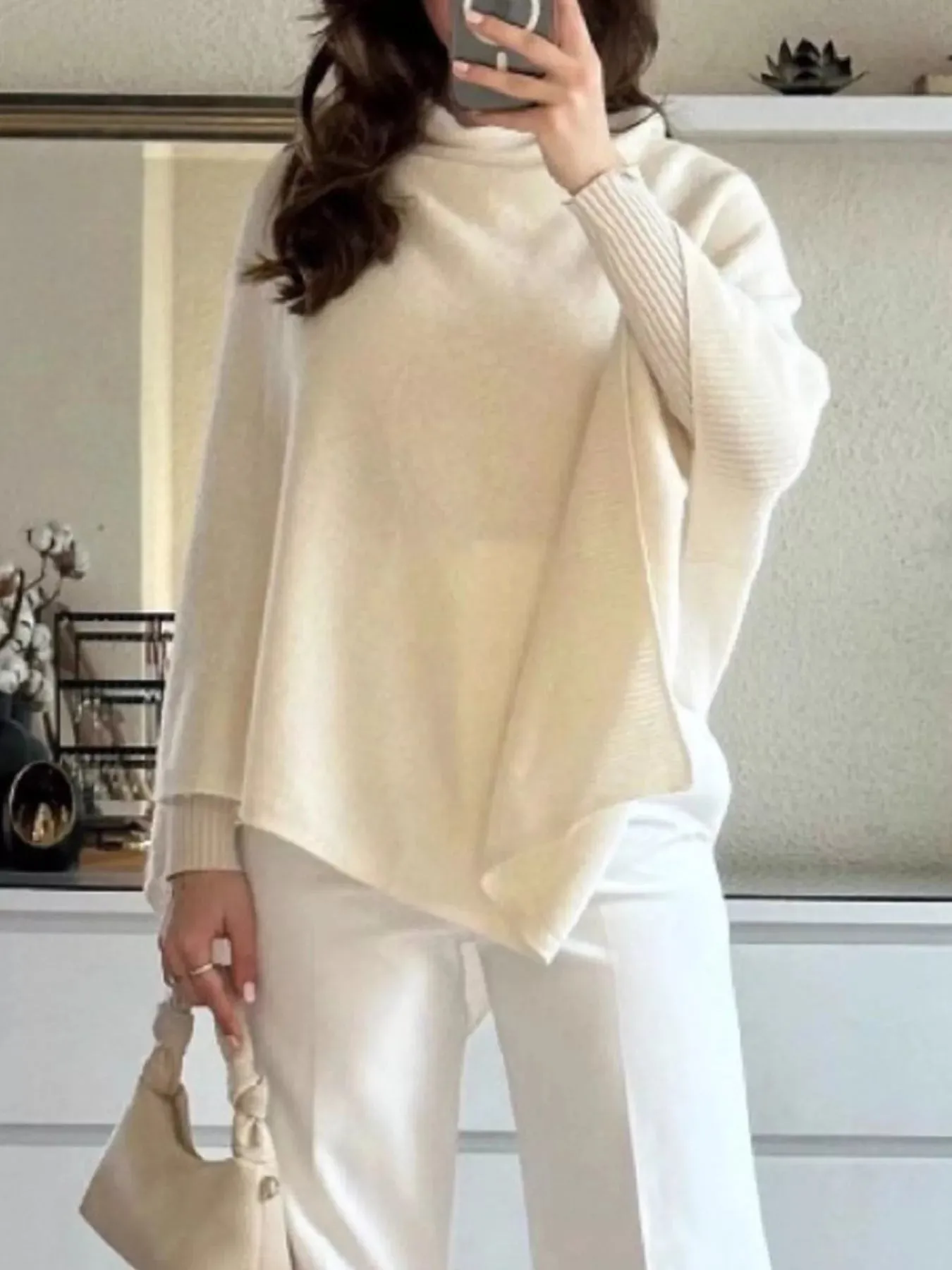 Turtleneck Loose Knit Sweater Poncho sold by Charming Charlie product image thumbnail 3