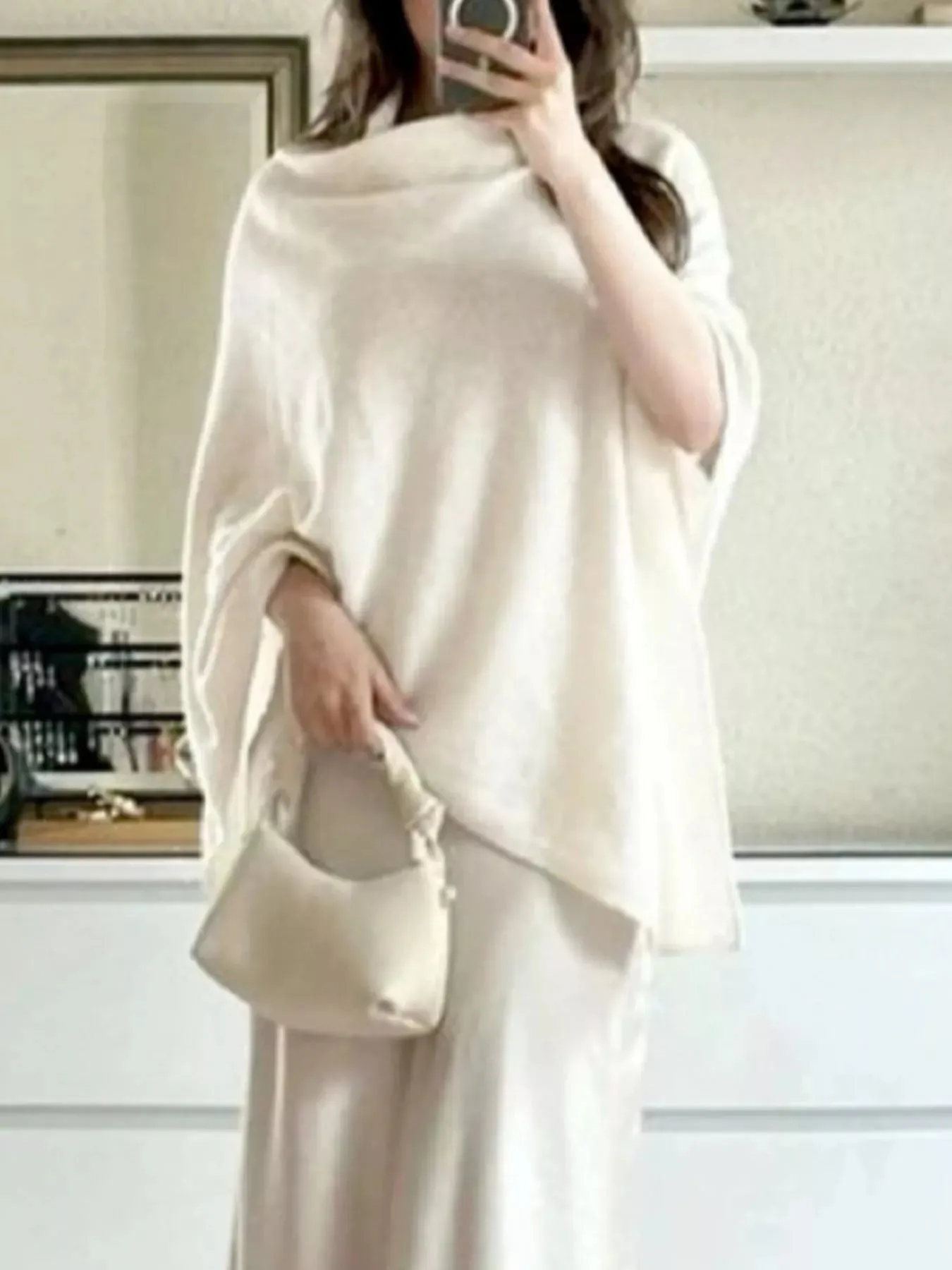 Turtleneck Loose Knit Sweater Poncho sold by Charming Charlie product image thumbnail 4