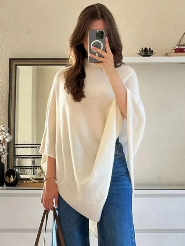 Turtleneck Loose Knit Sweater Poncho sold by Charming Charlie