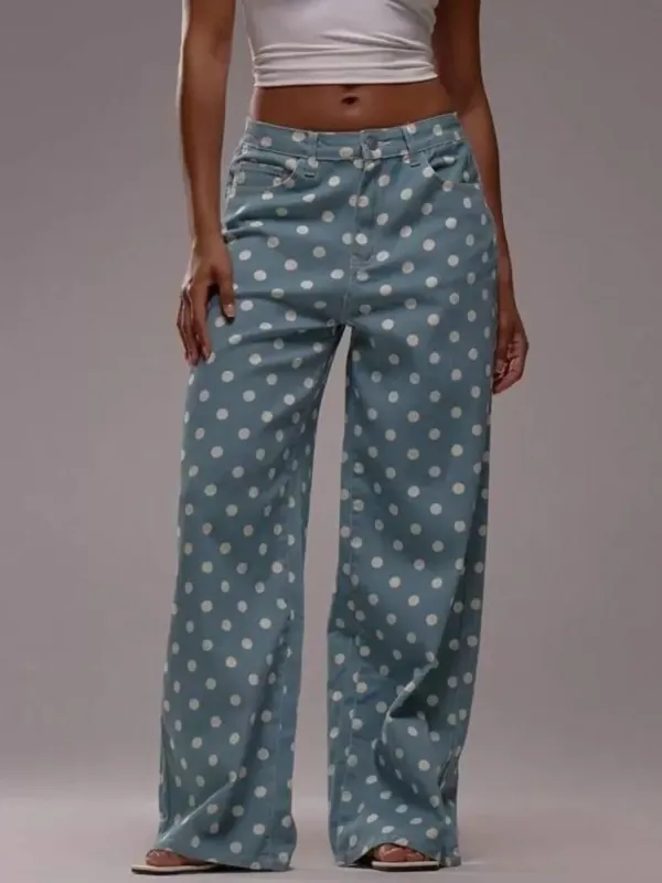 Polka Dot Wide Leg Jeans sold by Charming Charlie