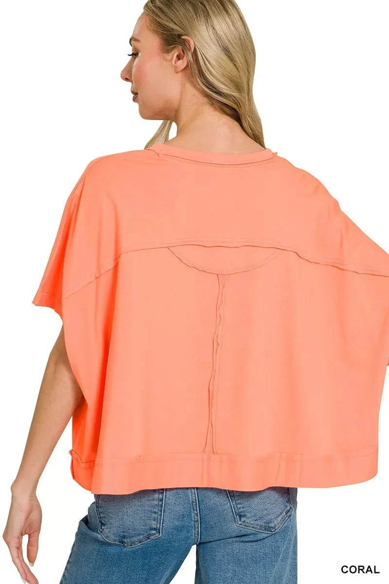 Zenana Exposed Seam Boxy Top sold by Charming Charlie product image thumbnail 3