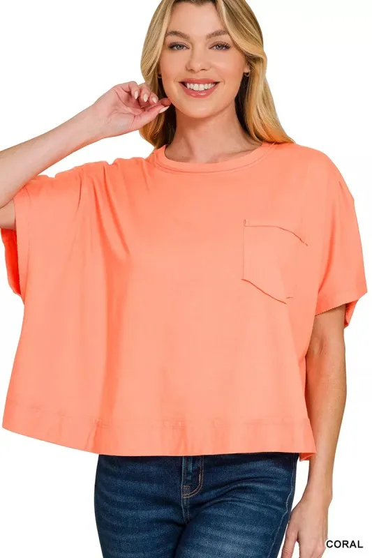 Zenana Exposed Seam Boxy Top made by Trendsi
