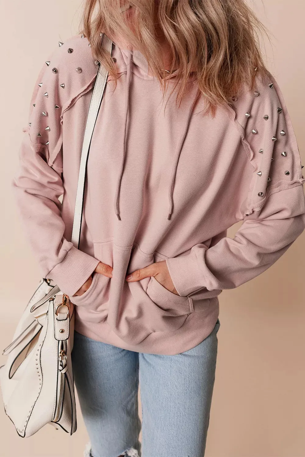 Drawstring Studded Shoulder Hoodie sold by Charming Charlie product image thumbnail 4