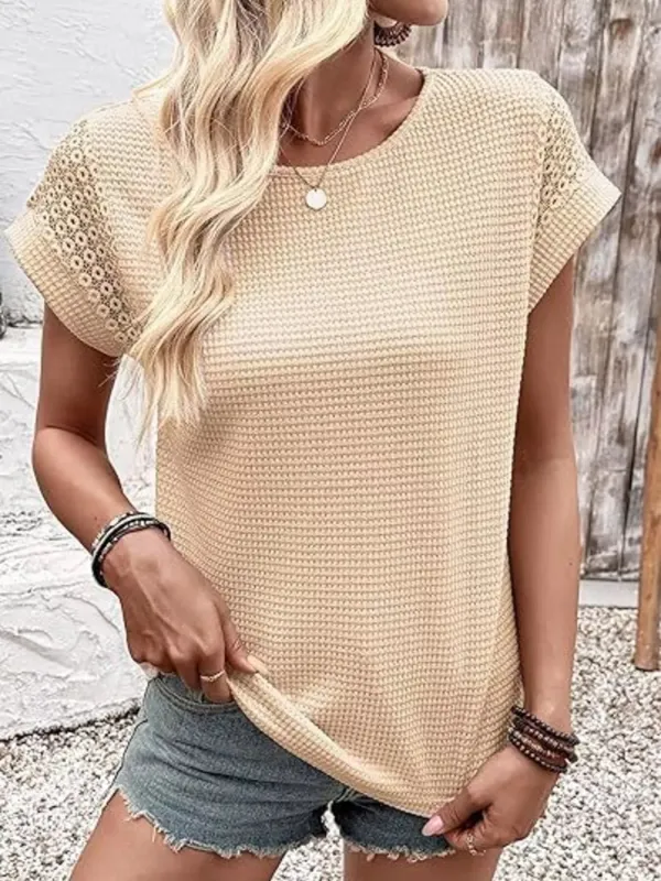 Waffle Knit Short Sleeve T-Shirt sold by Charming Charlie