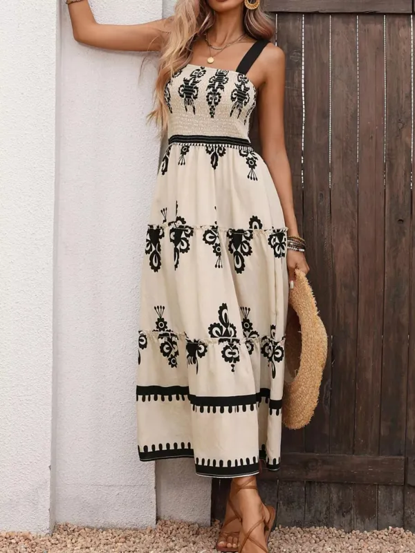 Smocked Wide Strap Tiered Dress sold by Charming Charlie