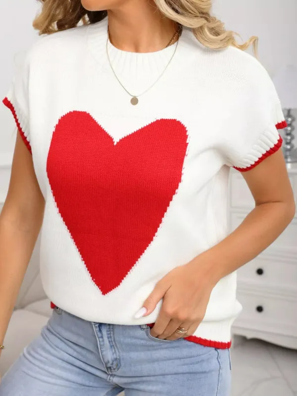 Valentine's Day Heart Graphic Short Sleeve Sweater sold by Charming Charlie