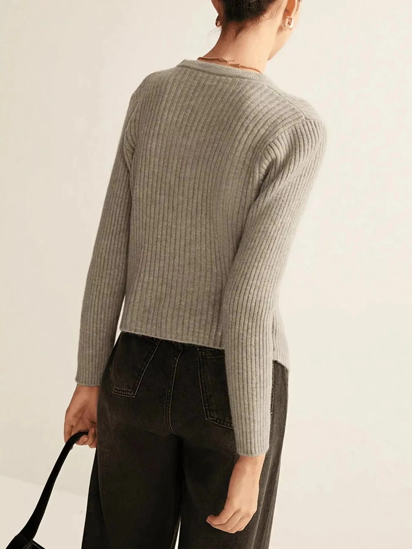 Ribbed Knit Button-Down Cardigan sold by Charming Charlie product image thumbnail 2