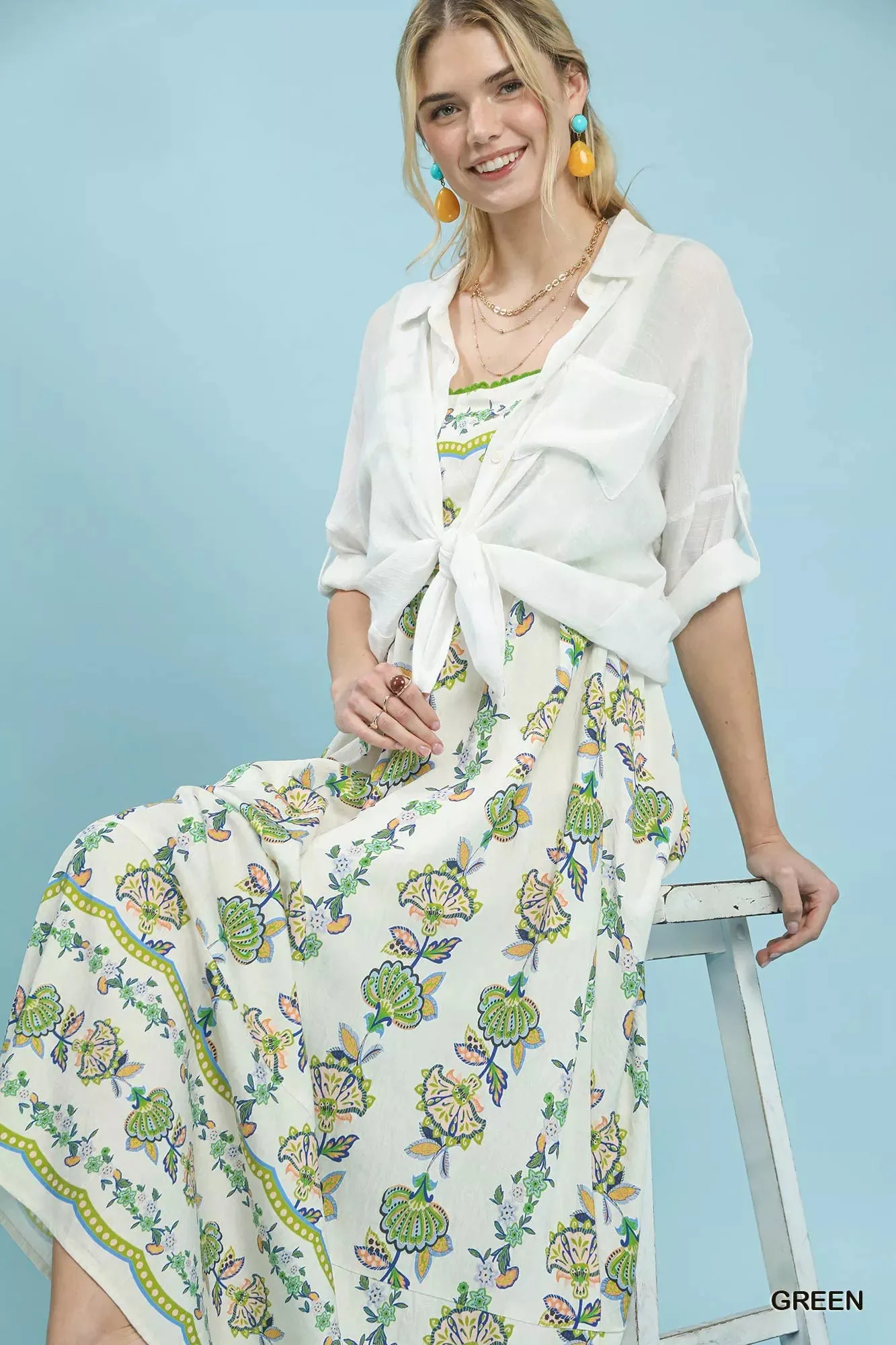 Umgee Floral Print Tiered Midi Dress sold by Charming Charlie product image thumbnail 5